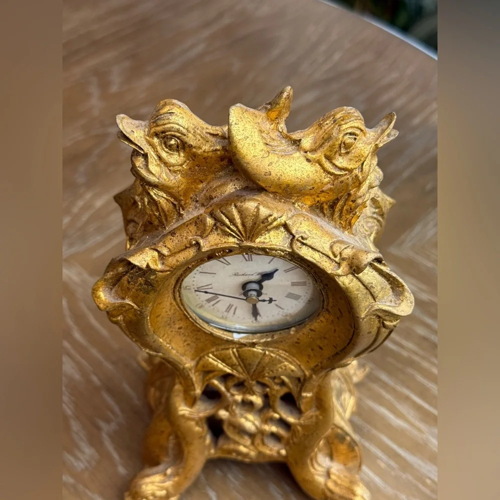 Richard Ward Winchester Gold finish Ornate Fish Design mantle Clock